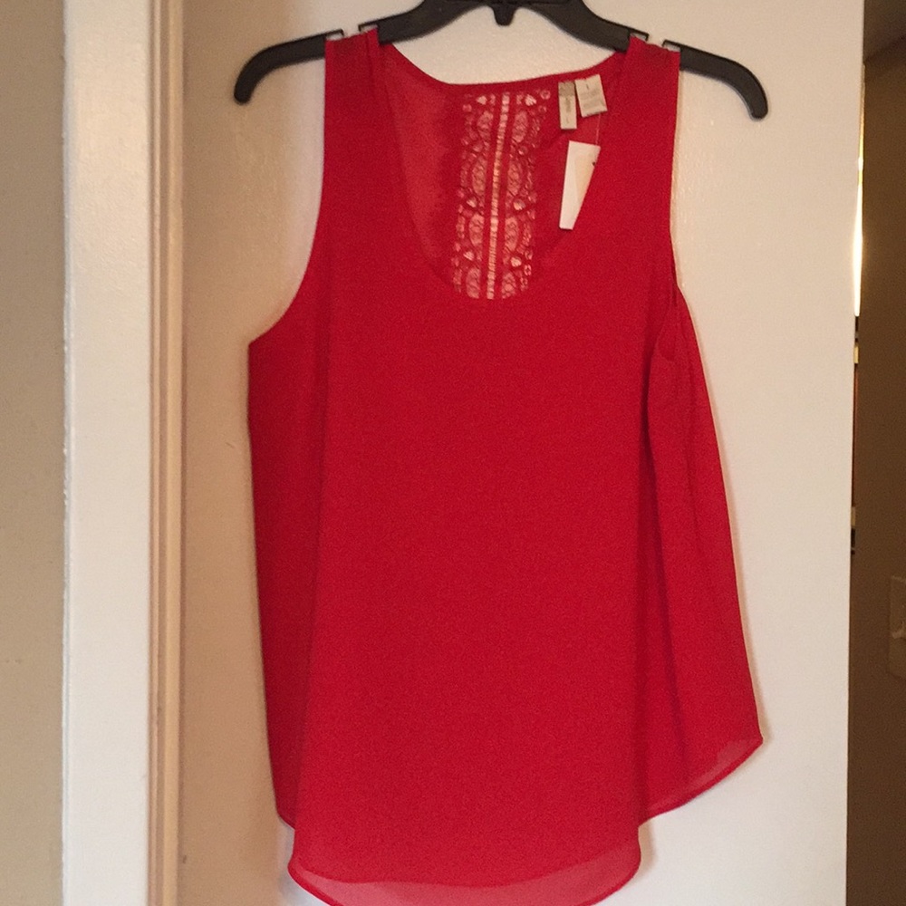 Red top with lace back